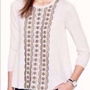 J. Crew 100% merino wool embroidered sweater